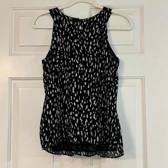 Merona Halter Black White Ruffle Blouse Small - Picture 4 of 11